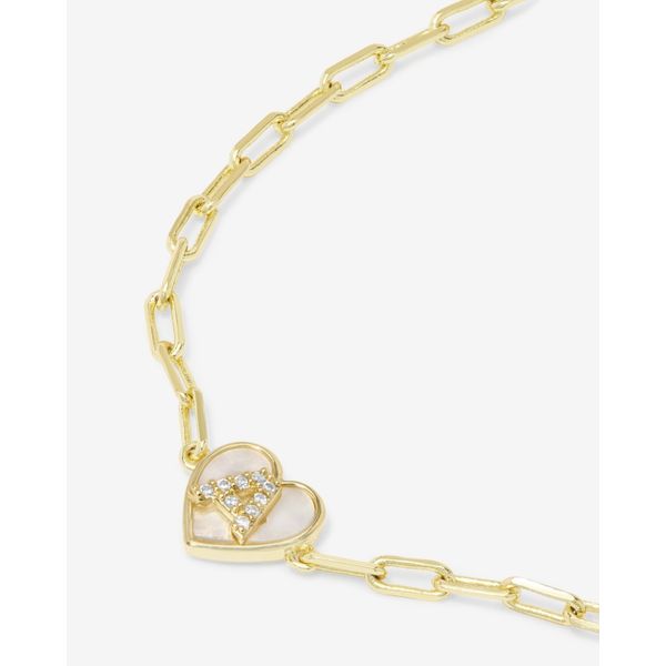 LOVE LETTERS HEART BRAC. GOLD PLATED OVER SILVER WITH MOP HEART AND CZ INITIAL A Lennon's W.B. Wilcox Jewelers New Hartford, NY
