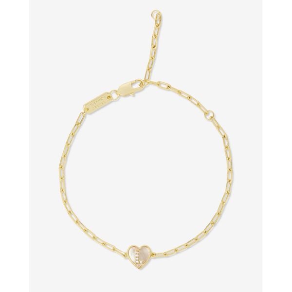 LOVE LETTERS HEART BRAC. GOLD PLATED OVER SILVER WITH MOP HEART AND CZ INITIAL  "L" Image 2 Lennon's W.B. Wilcox Jewelers New Hartford, NY