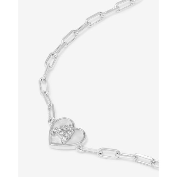 LOVE LETTERS STERLING SILVER PLATED HEART BRAC. WITH MOP HEART AND CZ INITIAL "A" Lennon's W.B. Wilcox Jewelers New Hartford, NY
