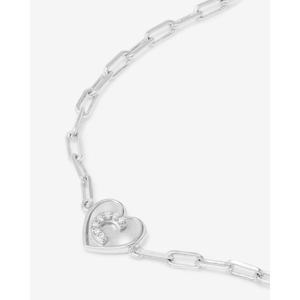 LOVE LETTERS STERLING  SILVER PLATED HEART BRAC. WITH MOP HEART AND CZ INITIAL "C" Lennon's W.B. Wilcox Jewelers New Hartford, NY