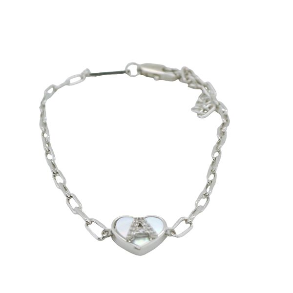 LOVE LETTERS STERLING  SILVER PLATED HEART BRAC. WITH MOP HEART AND CZ INITIAL "C" Lennon's W.B. Wilcox Jewelers New Hartford, NY