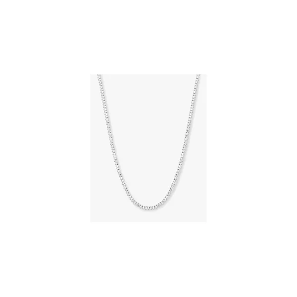 BABY NOT YOUR BASIC TENNIS NECKLACE 16' SILVER PLATED OVER BRASS SIMULATED DIAMOND Lennon's W.B. Wilcox Jewelers New Hartford, NY