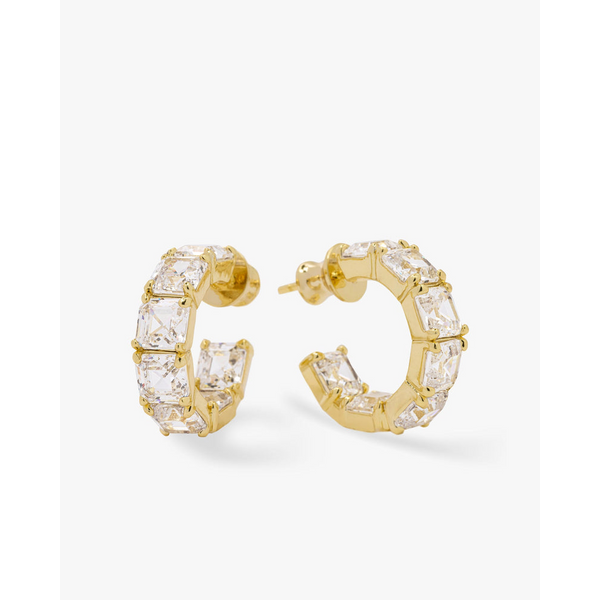 THE QUEENS .75"  CZ HOOP  18K GOLD PLATED OVER BRASS Lennon's W.B. Wilcox Jewelers New Hartford, NY