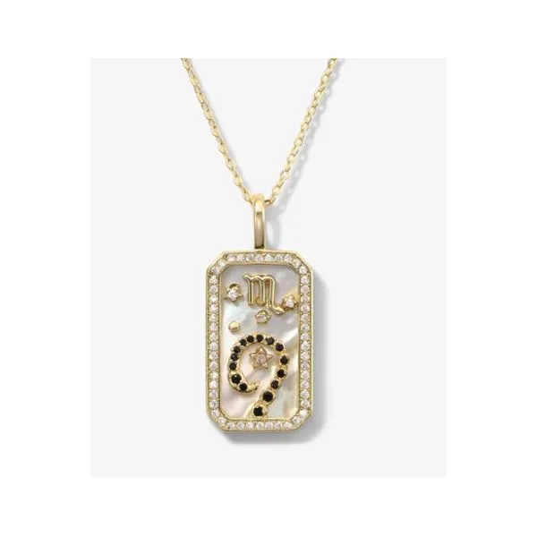 ZODIAC AMULET NECKLACE- SCORPIO 18K GOLD PLATED OVER BRASS Lennon's W.B. Wilcox Jewelers New Hartford, NY