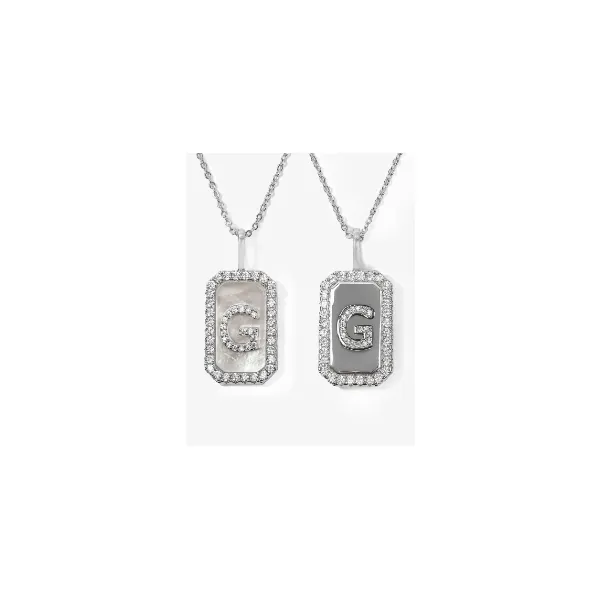 LOVE LETTERS DOUBLE-SIDED NECKLACE - LETTER "G" SILVER PLATED OVER BRASS Lennon's W.B. Wilcox Jewelers New Hartford, NY