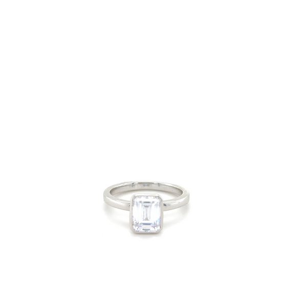 14KT WG BEZEL EMERALD CZ ENGAGEMENT RING 1.50CTTW SOLITAIRE Lennon's W.B. Wilcox Jewelers New Hartford, NY