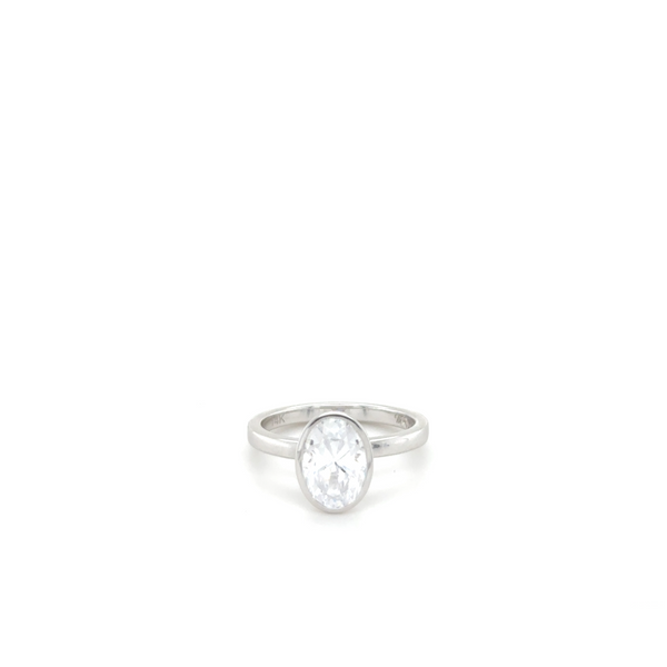 14KT WG BEZEL OVAL CZ ENGAGEMENT RING 1.50CTTW SOLITAIRE Lennon's W.B. Wilcox Jewelers New Hartford, NY