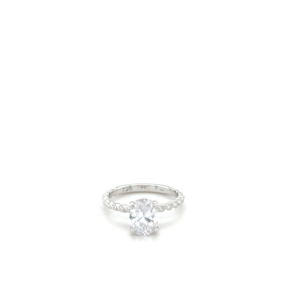 14KT WG ENG RING WITH ONE OVAL CZ 1.50CTTW AND HIDDEN HALO .07CTTW - 1.57CTTW ON TWIST BAND Lennon's W.B. Wilcox Jewelers New Hartford, NY
