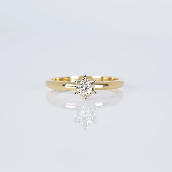 14K Yellow Gold "Illusion" Set Diamond Solitaire Engagement Ring Les Olson Jewelers Palm Harbor, FL