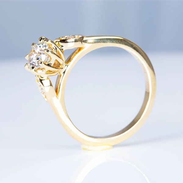 14K Yellow Gold Round Diamond Engagement Ring Image 3 Les Olson Jewelers Palm Harbor, FL