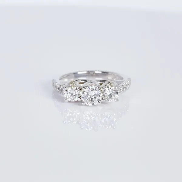 14K White Gold Three-Stone Diamond Ring Les Olson Jewelers Palm Harbor, FL