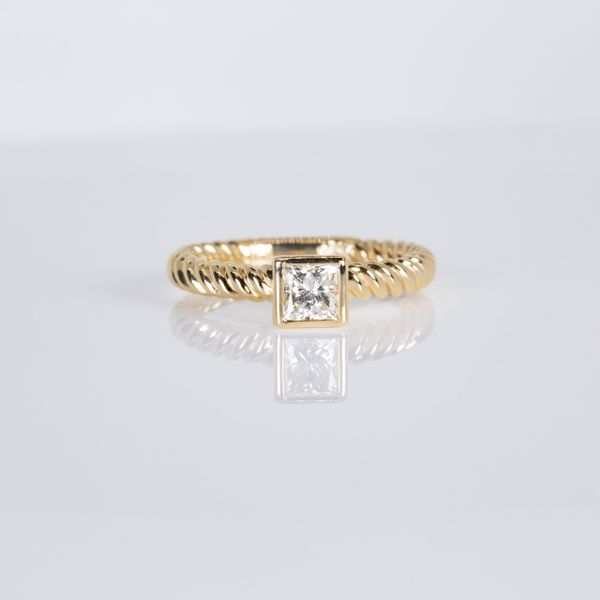 14K Yellow Gold Rope Design Engagement Ring Les Olson Jewelers Palm Harbor, FL