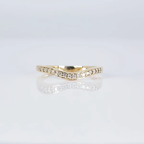14K Yellow Gold Diamond Curved Wedding Band Les Olson Jewelers Palm Harbor, FL