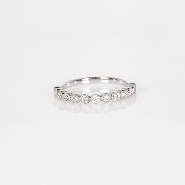 14K White Gold 13 Stone Round Diamond Wedding Band Les Olson Jewelers Palm Harbor, FL