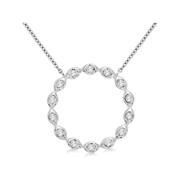 14K White Gold Diamond Circle Necklace Les Olson Jewelers Palm Harbor, FL