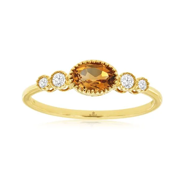 14K Yellow Gold Citrine & Diamond Fashion Stackable Ring Les Olson Jewelers Palm Harbor, FL
