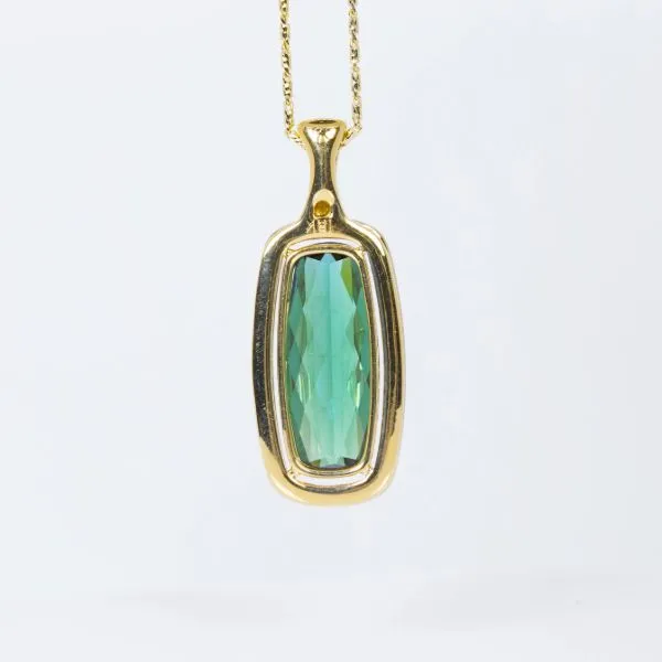 18K Two-Tone Gold Steven Avery Tourmaline and Diamond Pendant Image 3 Les Olson Jewelers Palm Harbor, FL