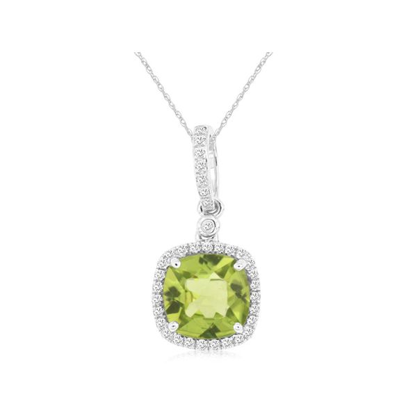 14K White Gold Peridot and Diamond Pendant Les Olson Jewelers Palm Harbor, FL