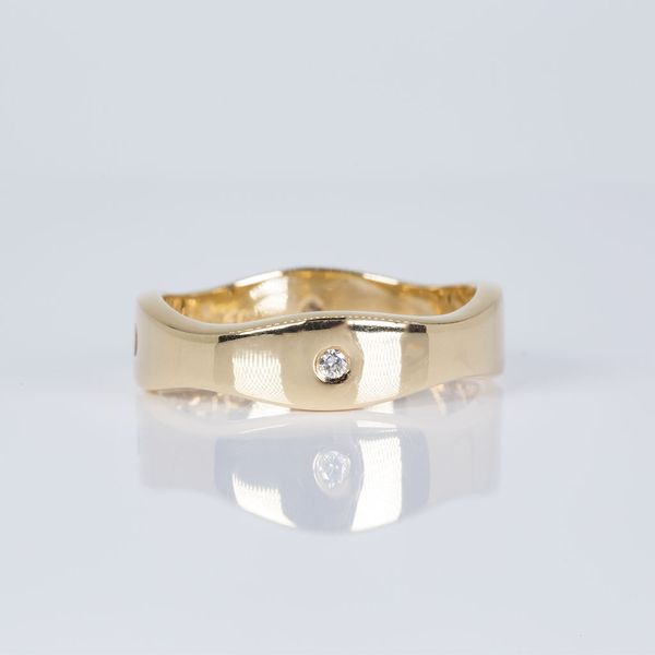 14K Yellow Gold "The Curve" 5.5mm Diamond Fashion Ring Les Olson Jewelers Palm Harbor, FL