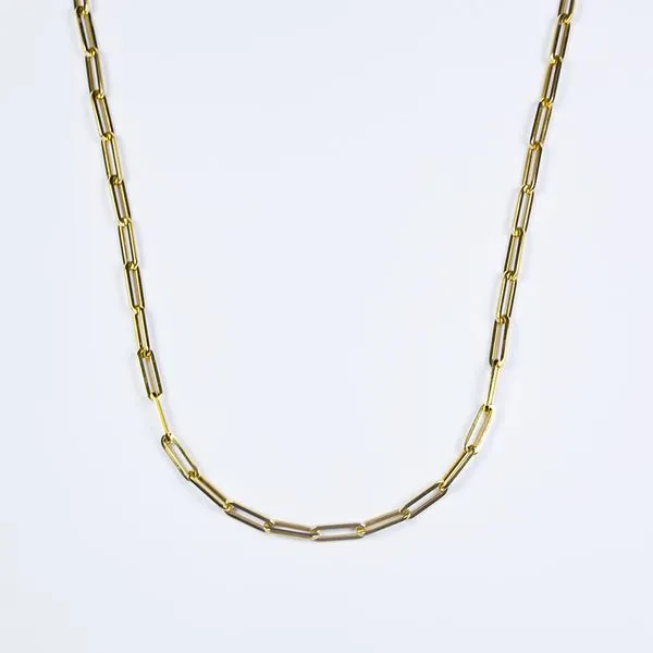 18K Yellow Gold Paperclip Necklace Les Olson Jewelers Palm Harbor, FL