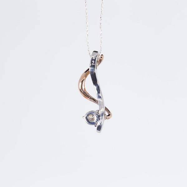 Two-Tone 14K White and Rose Gold Diamond Rhythm Pendant Image 3 Les Olson Jewelers Palm Harbor, FL