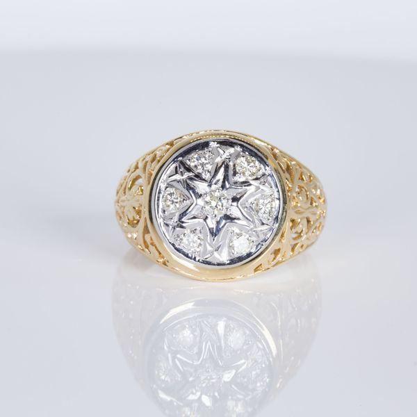 14K Yellow Gold Men's Diamond Star Ring_Estate Les Olson Jewelers Palm Harbor, FL