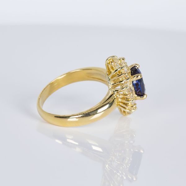 18K Yellow Gold Blue Sapphire and Diamond Fashion Ring_Estate Image 2 Les Olson Jewelers Palm Harbor, FL