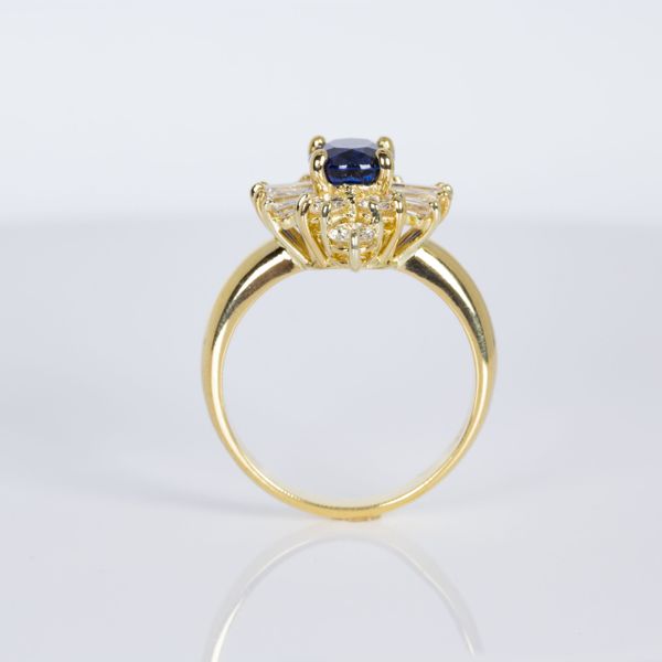 18K Yellow Gold Blue Sapphire and Diamond Fashion Ring_Estate Image 3 Les Olson Jewelers Palm Harbor, FL