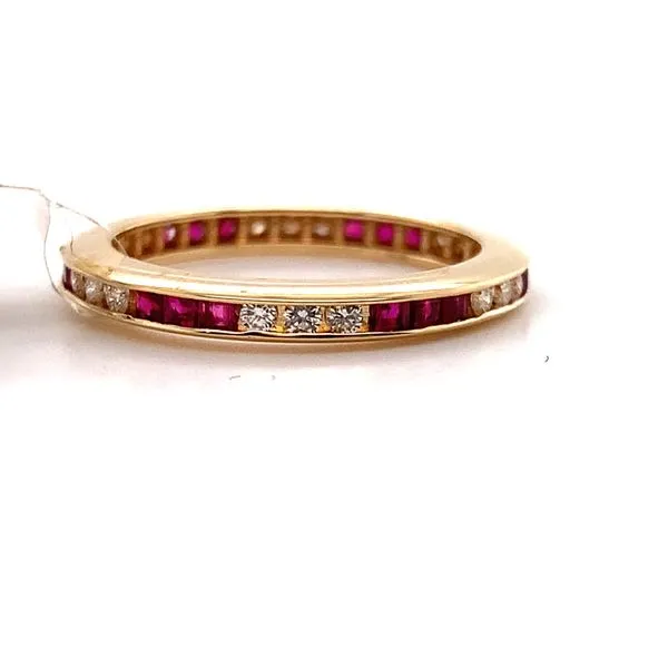 PRINCESS CUT NATURAL RUBY AND 0.27CT TW DIAMOND ETERNITY BAND similar item image