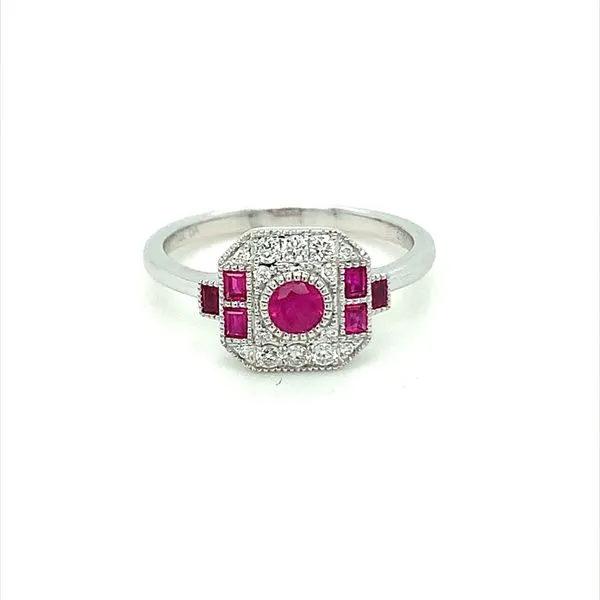 RUBY & DIAMOND CLUSTER FASHION RING Image 2 Lester Martin Dresher, PA