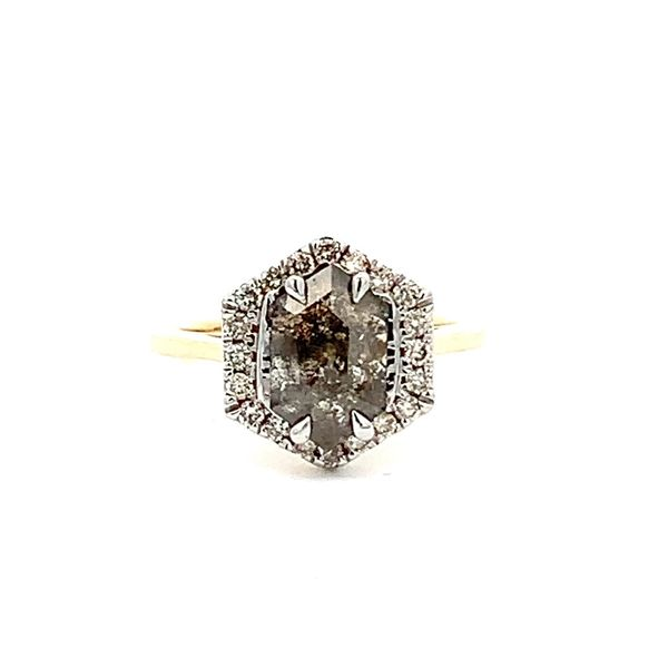 1.38CTW SALT AND PEPPER DIAMOND RING INCLUDING A NATURAL 1.05CT HEXAGON CENTER Lester Martin Dresher, PA