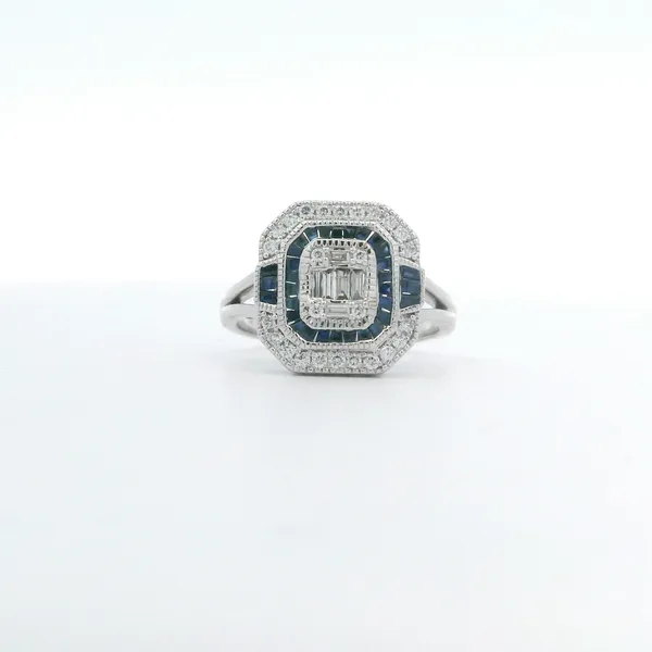 0.50CTW SAPPHIRE AND DIAMOND ART DECO STYLE RING Lester Martin Dresher, PA