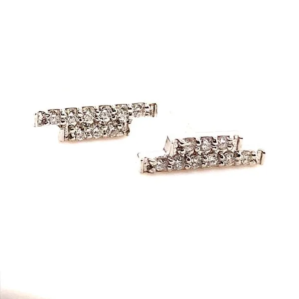 0.15CT DIAMOND DOUBLE BAR STUD EARRINGS Image 3 Lester Martin Dresher, PA