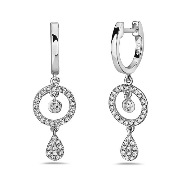 0.19CT DIAMOND CIRCLE AND MARQUISE SHAPED DANGLE EARRINGS Lester Martin Dresher, PA