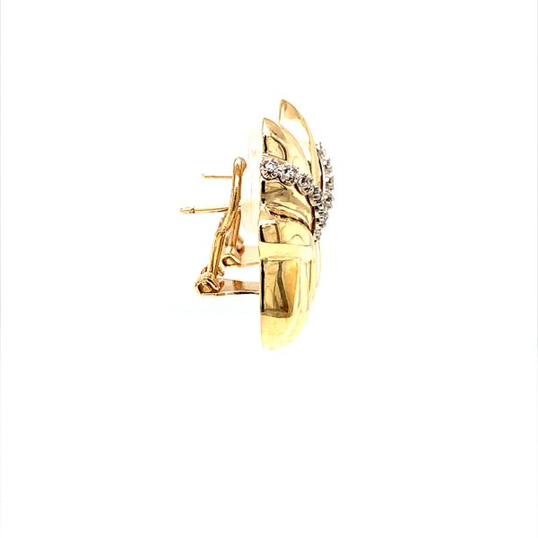0.15TWT DIAMOND OMEGA BACK EARRINGS IN 14K GOLD FLUTED DESIGN Image 2 Lester Martin Dresher, PA