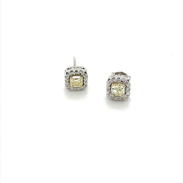 0.52CTW YELLOW AND WHITE DIAMOND HALO STYLE EARRINGS Lester Martin Dresher, PA