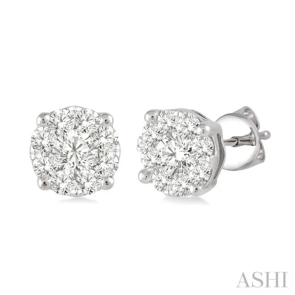 0.75CTW DIAMOND CLUSTER STUD EARRINGS Lester Martin Dresher, PA