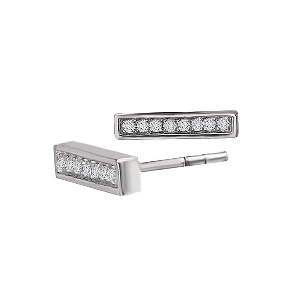 14KT WHITE GOLD 0.05 CTW DIAMOND BAR STUD EARRINGS