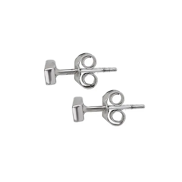 14KT WHITE GOLD 0.05 CTW DIAMOND BAR STUD EARRINGS