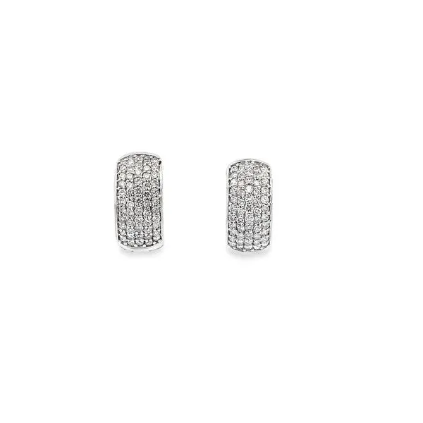 0.88CTW PAVE DIAMOND HUGGIE EARRINGS SET IN 14K WHITE GOLD Lester Martin Dresher, PA