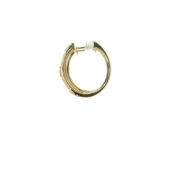 0.55CT DIAMOND OVAL SHAPED HUGGIE EARRINGS SET IN 14K YEL...