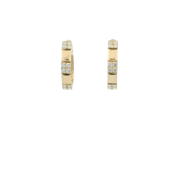 0.55CT DIAMOND OVAL SHAPED HUGGIE EARRINGS SET IN 14K YEL...