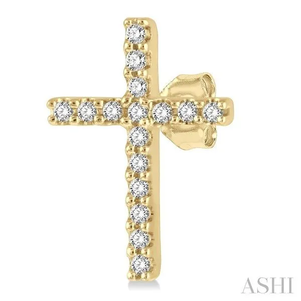 0.10CTW DIAMOND CROSS POST EARRINGS IN 10K YELLOW GOLD Image 2 Lester Martin Dresher, PA