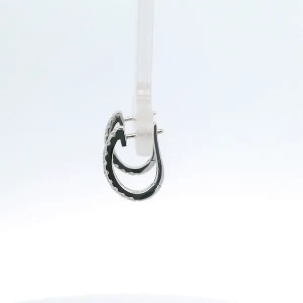 0.25CTW DIAMOND OVAL SHAPED HUGGIE EARRINGS SET IN 14K WHITE GOLD Image 2 Lester Martin Dresher, PA