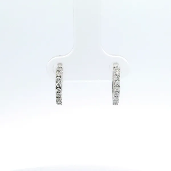 0.25CTW DIAMOND OVAL SHAPED HUGGIE EARRINGS SET IN 14K WHITE GOLD Lester Martin Dresher, PA