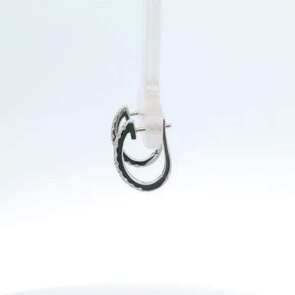 0.25CTW DIAMOND OVAL SHAPED HUGGIE EARRINGS SET IN 14K WHITE GOLD Image 2 Lester Martin Dresher, PA