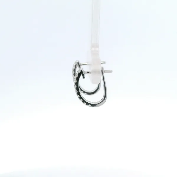 0.20CTW DIAMOND OVAL SHAPED HUGGIE EARRINGS SET IN 14K WHITE GOLD Image 2 Lester Martin Dresher, PA