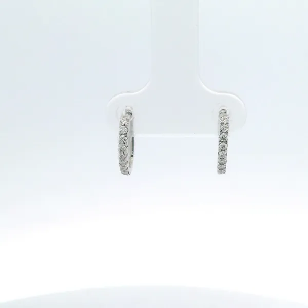 0.20CTW DIAMOND OVAL SHAPED HUGGIE EARRINGS SET IN 14K WHITE GOLD Lester Martin Dresher, PA