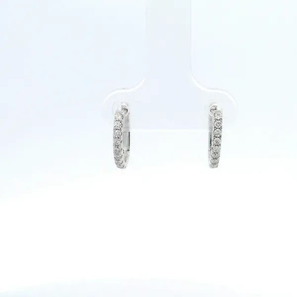 0.20CTW DIAMOND OVAL SHAPED HUGGIE EARRINGS SET IN 14K WHITE GOLD Lester Martin Dresher, PA