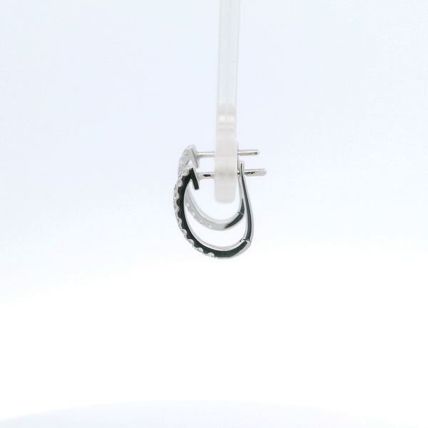 0.20CTW DIAMOND OVAL SHAPED HUGGIE EARRINGS SET IN 14K WHITE GOLD Image 2 Lester Martin Dresher, PA